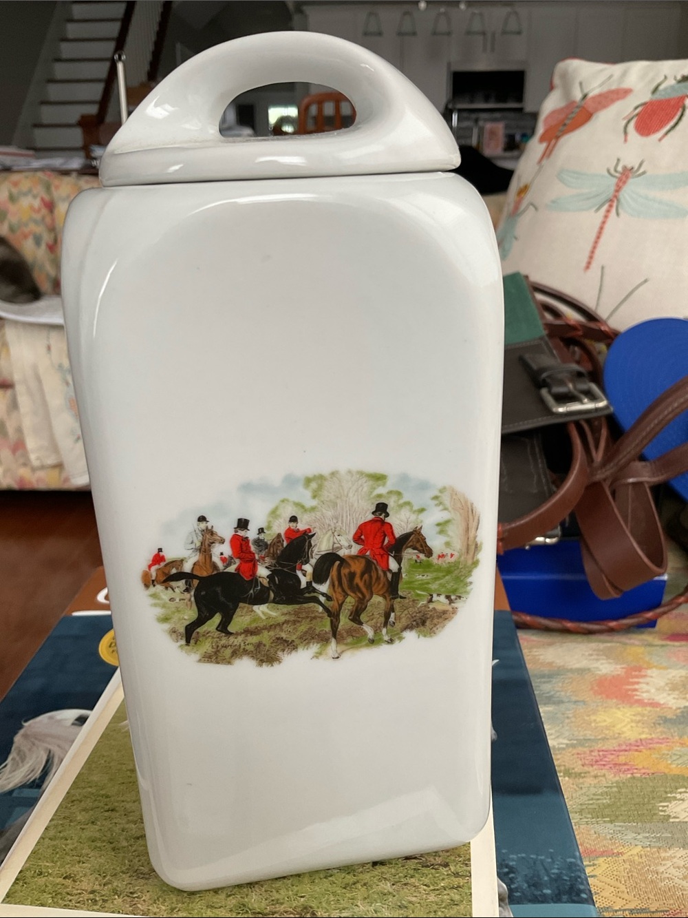 Equestrian themed covered jar